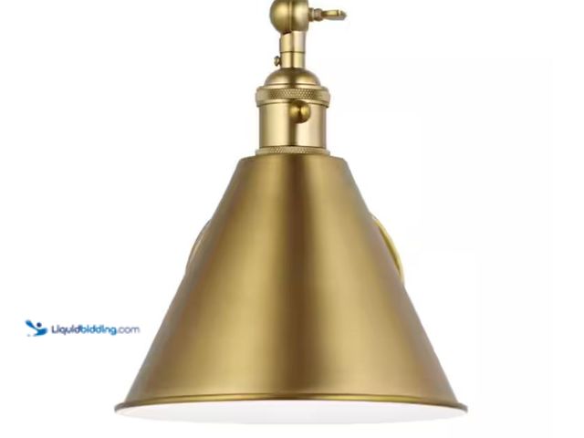 Lot 49-3614674 - Generation Lighting Salem 1-Light Satin Brass Wall Sconce with Satin Brass Metal Shade, Model # 4198...