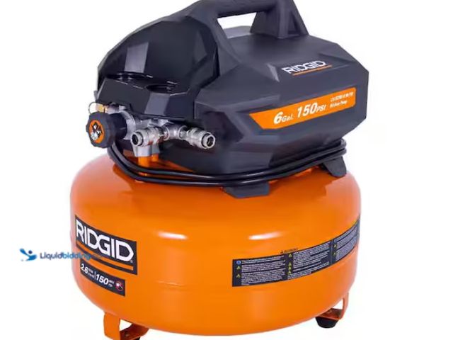 Lot 49-1567952 - RIDGID 6 Gal. 150 PSI Portable Electric Oil-Free Jobsite Pancake Air Compressor with Dual Pressure G...