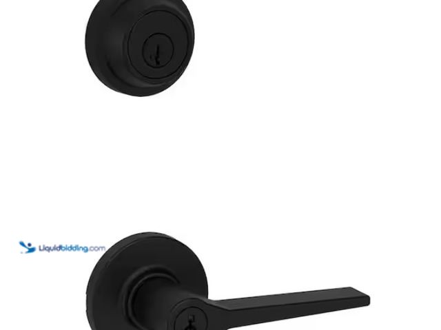 Lot 49-1567819 - Kwikset Hollis Round Rose Matte Black Handle with Single Cylinder Deadbolt Combo Pack Featuring Smar...