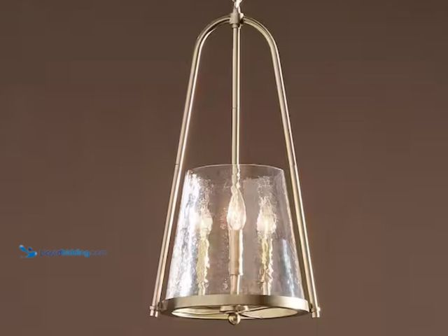 Lot 49-2001634 - KICHLER Nerine 3-Light Foyer Pendant with Hammered Glass in Champagne Bronze, Model # 82430, Unused,...