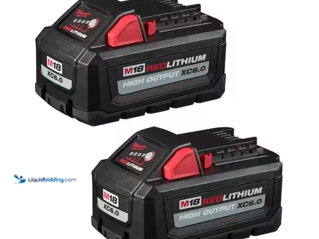 Lot 49-3433403 - (2-Pack) Milwaukee M18 18-Volt Lithium-Ion High Output 6.0Ah Battery Pack, Model # 48-11-1862, New, ...