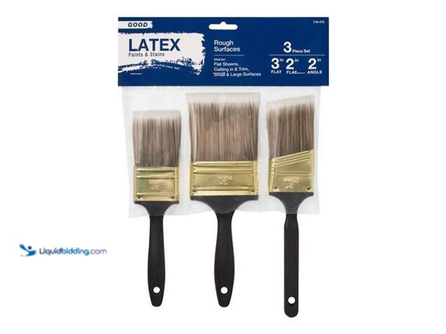 Lot 49-5541494 - QTY  3-  Good 2 in. Flat Cut, 3 in. Flat Cut, 2 in. Angled Sash Polyester Paint Brush Set (3-Piece)....