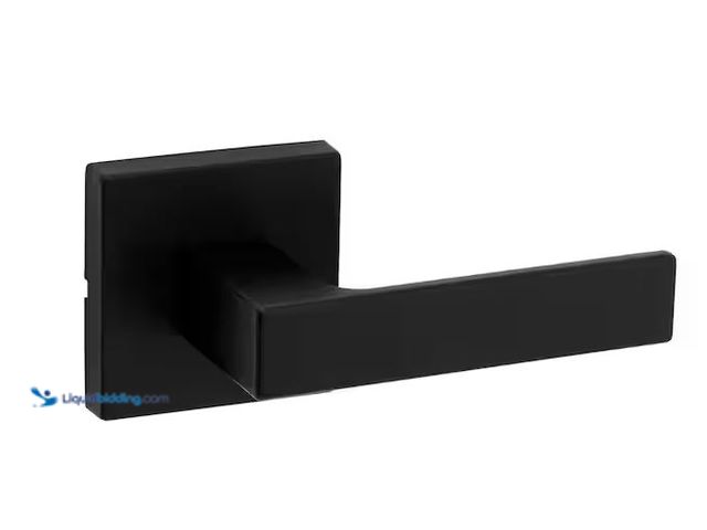 Lot 49-1576995 - Lot of (4) Kwikset Singapore Square Matte Black Hall/Closet Door Handle with Microband Model # 720SA...