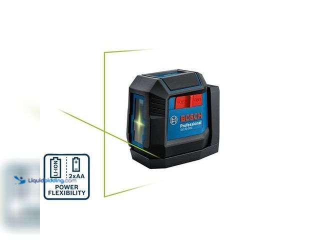 Lot 49-5542994 - Bosch
65 ft. Dual Power Battery Green Beam Self-Leveling Cross-Line Laser Level with Lithium Ion Ba...