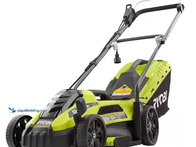 Lot 49-1515808 - RYOBI 13 in. 11 Amp Corded Electric Walk Behind Push Lawn Mower, Model # RYAC130-S, Unused.   Ref#HD...