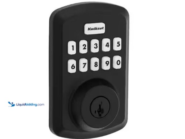 Lot 49-3432431 - Kwikset Power bolt 250 10-Button Keypad Matte Black Transitional Electronic Deadbolt Door Lock, Mode...