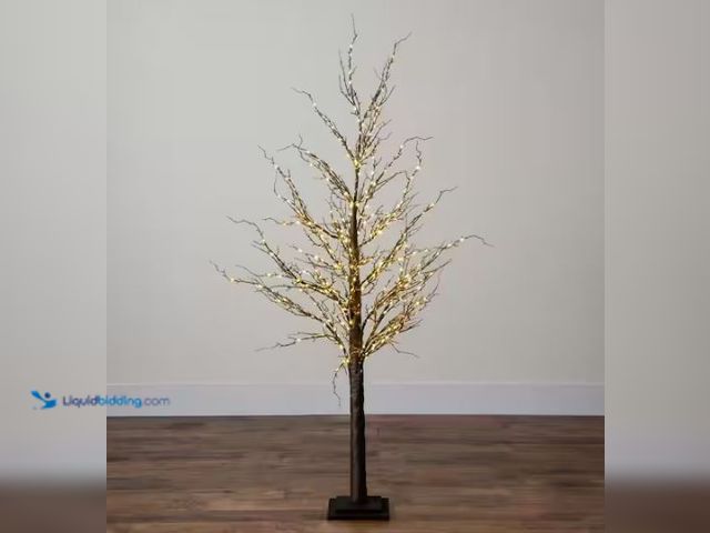 Lot 49-1569543 - Nearly Natural 5 ft. Pre-Lit Artificial Twig Tree with 360 Warm White LED Lights, Model # T4928, Unu...