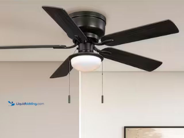 Lot 49-1636794 - Hampton Bay Colton 52 in. Indoor Flat Bronze Low Profile Ceiling Fan with Light Kit and Bright White...