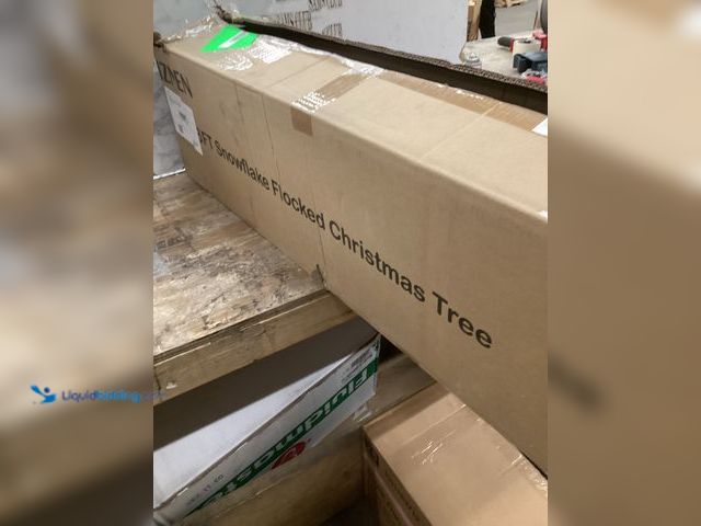 Lot 49-5454226 - 6 ft Artificial Flocked Holiday Christmas Tree.