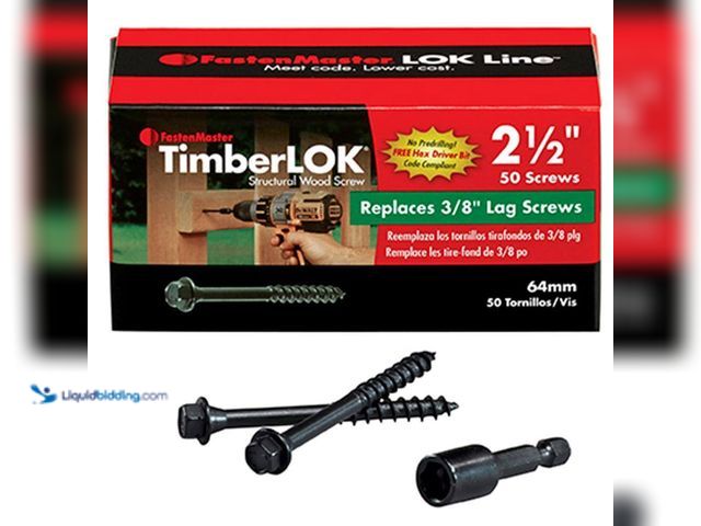 Lot 49-5449561 - FastenMaster
TimberLOK Structural Wood Screws - 2-1/2 inch wood screws with hex head - Black (50 Pa...