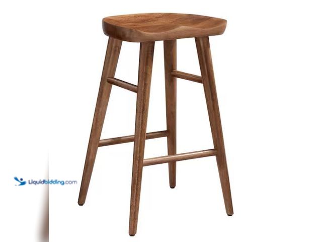 Lot 49-2000979 - MODWAY Saville 27 in. in Walnut Backless Wood Counter Stool, 1-Pack, Model # EEI-6739-WAL, Unused, H...