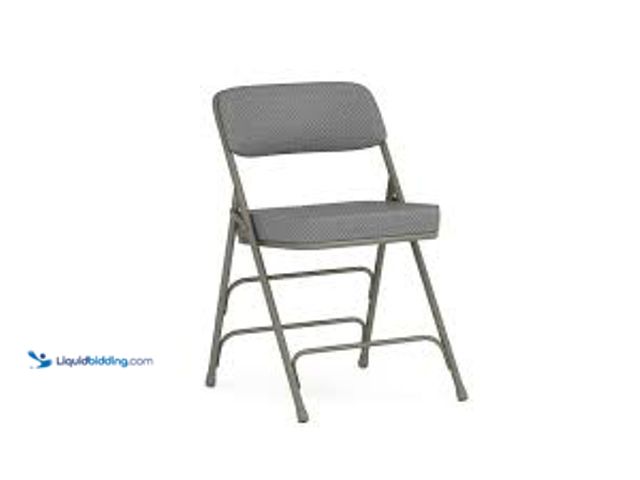 Lot 49-5479118 - Flash Furniture Hercules Series Curved Triple Braced & Double Hinged Gray Vinyl Upholstered Metal Fo...