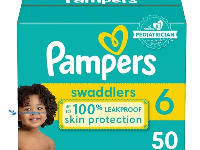 Lot 49-5552493 - Pampers Swaddlers Diapers, Size 6 (23-44 lbs), 50 Count, Hypoallergenic, Absorbent, Keeps Baby Dry a...