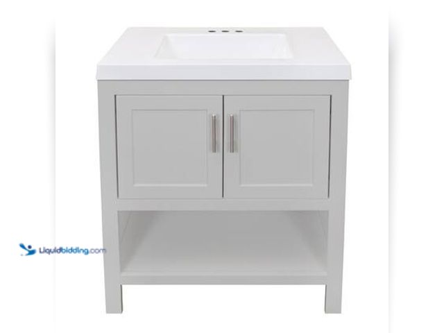Lot 49-5559197 - Glacier Bay Spa 30.5 in. W x 18.75 in. D x 35.5 in. H Single Sink Bath Vanity in Dove Gray with Whit...