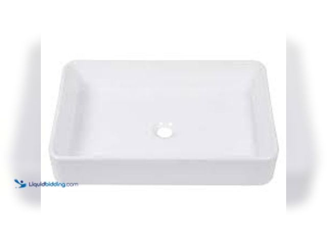 Lot 49-5479061 - LORDEAR 24 in. x 16 in. Bathroom Vessel Sink Modern Bathroom Above White Porcelain Rectangular Ceram...
