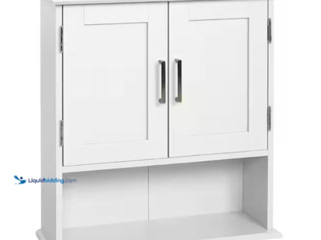 Lot 49-1627538 - Glacier Bay Shaker Style 23 in. W x 8.5 in. D x 26 in. H Bathroom Storage Wall Cabinet in White Mode...