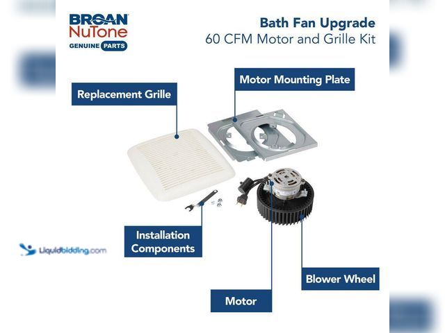 Lot 49-3617616 - Broan-Nutone QuicKit 60 CFM 3.0 Sones Bathroom Replacement Motor and Grille/Cover - Unused , has att...
