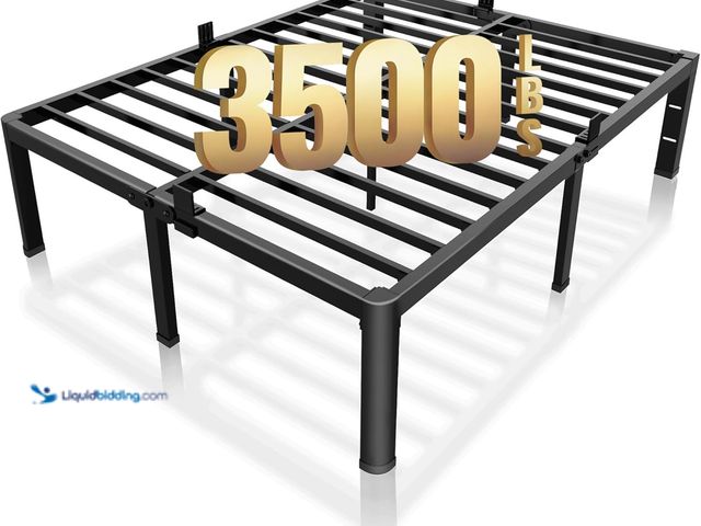 Lot 49-5544229 - ROIL 18 Inch Queen Bed Frame with Rounded Corner and Headboard Hole Mattress Retainers 3500LBS Metal...