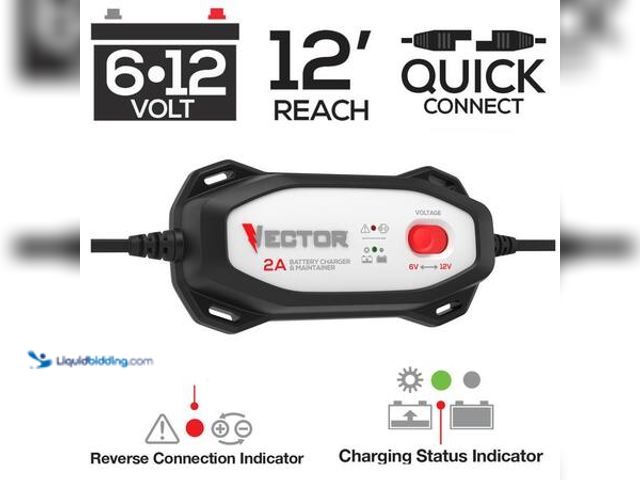 Lot 49-5554156 - VECTOR 2 Amp Battery Charger/Maintainer Model # VECBC2 Unused Attachments Included