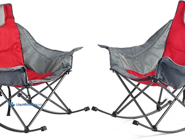 Lot 49-3565836 - SUNNYFEEL Oversized Rocking Camping Chair 2 Pack, Fully Padded Patio Chair with Side Pocket, High Ba...