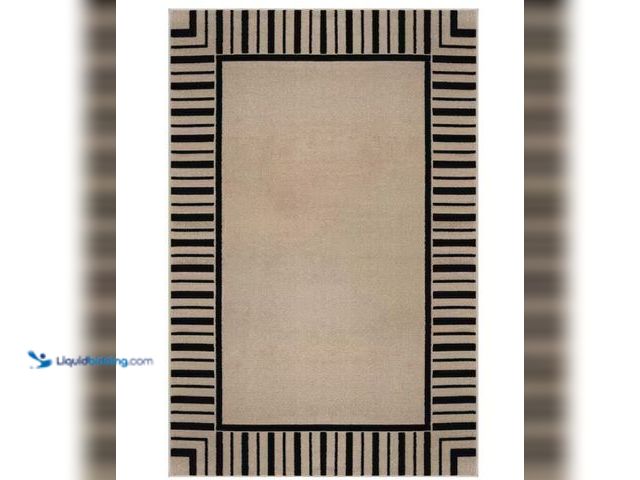 Lot 49-1628124 - Beverly Rug Edge Beige 8 ft. x 10 ft. Rubber Back Washable Geometric Border Indoor Outdoor Area Rug....