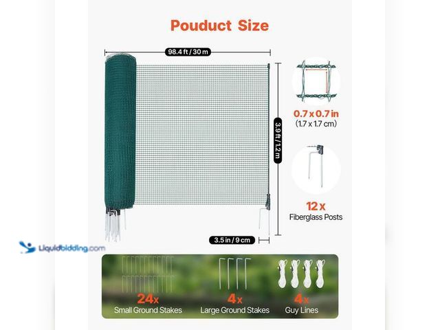 Lot 49-2021902 - VEVOR Temporary Fence with Posts, 1180.8 in.W x 46.8 in.H, Plastic Mesh Fencing, Garden Safety Fence...