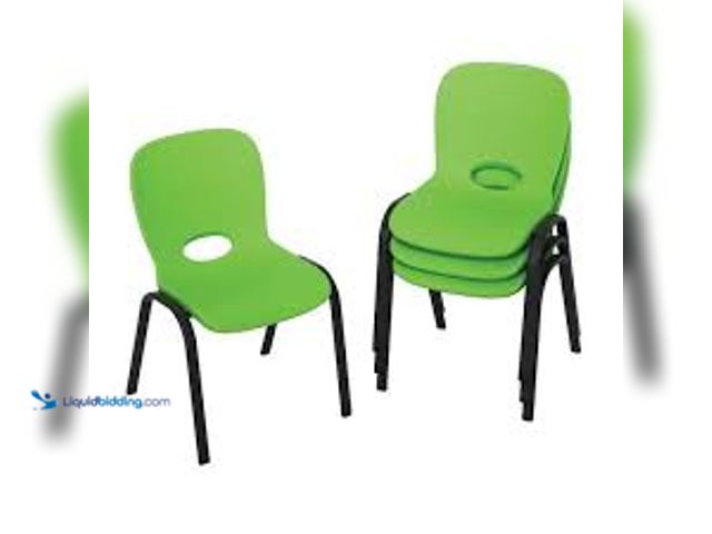 Lot 49-5483434 - Lifetime Lime Green Stacking Kids Chair (Set of 4). Model # 80473. Unused