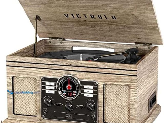 Lot 49-5413429 - Victrola The Quincy 6-in-1 Bluetooth Record Player & Multimedia Center with Built-in Speakers – 3-Sp...