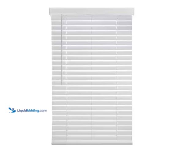 Lot 49-1566623 - Home Decorators Collection White Cordless Faux Wood Blinds for Windows with 2 in. Slats - 29 in. W x...