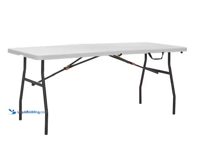 Lot 49-2000002 - HDX 6 ft. Almond Resin Top Indoor/Outdoor Rectangular Folding Utility Table, Seats 6, Model # THD-6F...