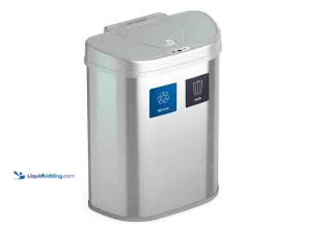 Lot 49-5483566 - NINESTARS 18.5 Gal. Stainless Steel Motion Sensor Recycling Bin. Model # DZT-70-R3SL. Unused