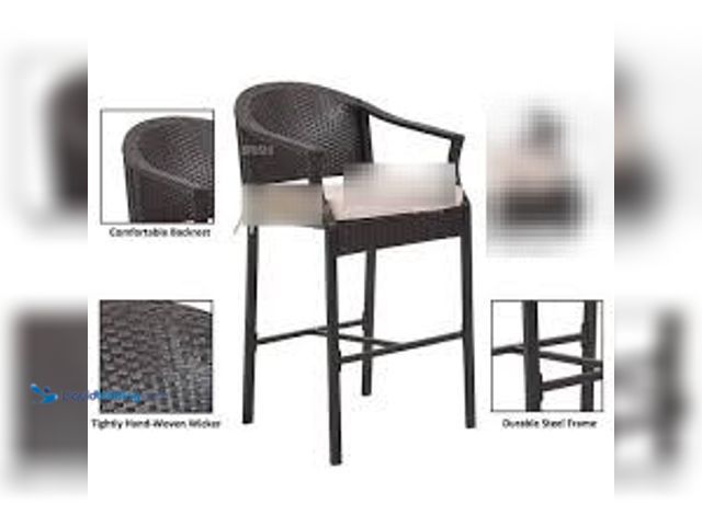 Lot 49-5436482 - Bar height wicker patio chair. Unused.