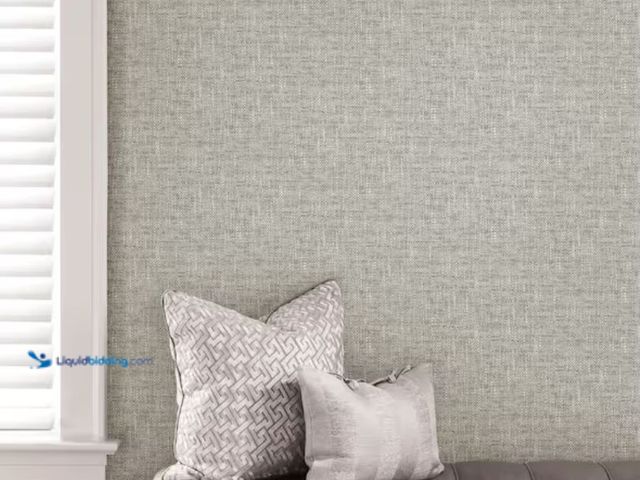 Lot 49-2005503 - Approx. (30) sq. ft. of NuWallpaper Grey Poplin Texture Vinyl Peel & Stick Wallpaper Roll (Covers 30...