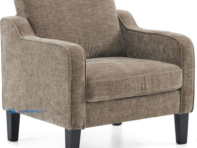 Lot 49-5554428 - VINGLI Accent Chair for Living Room Chairs Light Brown Reading Chair for Bedroom Scooped Arm Chair M...