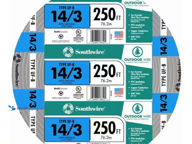 Lot 49-2001461 - Southwire 250 ft. 14/3 Gray Solid CU UF-B W/G Wire, Model # 13057555, Unused.   Ref#BIN0528