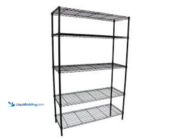 Lot 49-5448907 - HDX 5-Tier Steel Wire Shelving Unit in Black (36 in. W x 72 in. H x 16 in. D). Model # 21656PS-1. Us...