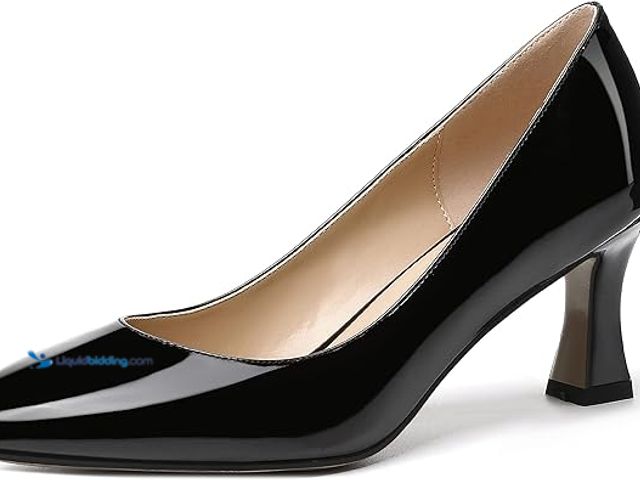 Lot 49-5461120 - Size 9 - SKYSTERRY Women's Office Round Toe Patent Casual Slip On Spool Mid Heel Pumps Shoes 2.5 Inc...