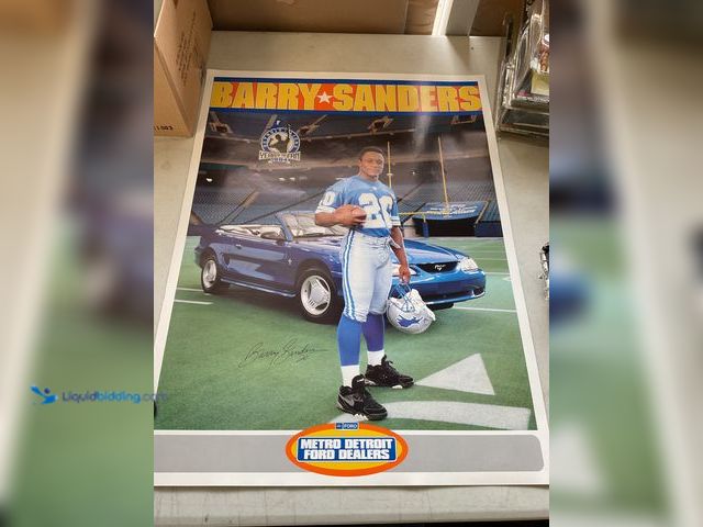 Lot 49-3503735 - Other VERY NICE BARRY SANDERS DETROIT LIONS METRO DETROIT FORD DEALERS PROMO POSTER WITH FACSIMILE A...