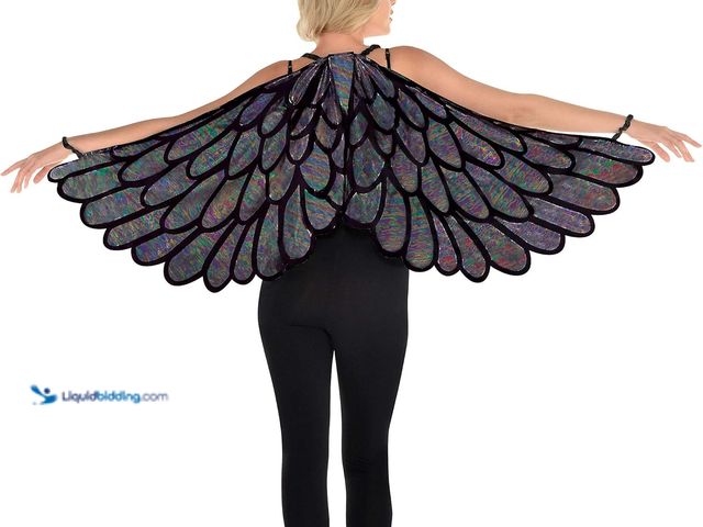 Lot 49-3470343 - (2-pack) Dark Metallic Fabric Wings - Adult Size, Black, Model # B08CVRVRZQ, New (2 total pairs of w...