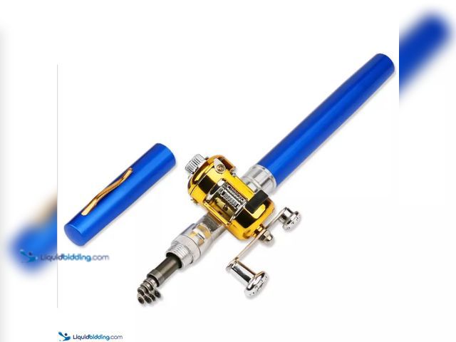 Lot 49-1802857 - Mini Telescopic Portable Pocket Fishing Rod Pen with Reel Aluminum Alloy Blue - NEW - Compact and Po...