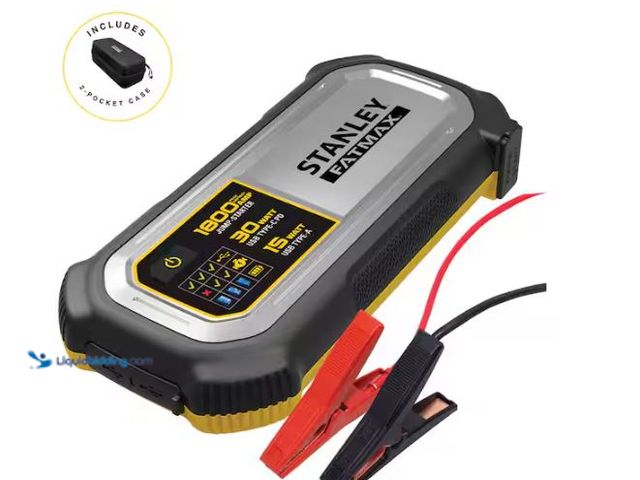 Lot 49-1627164 - Stanley 1800 Peak Amp Lithium Portable Jump Starter with Portable USB Power and Case Model # LJ18FC,...