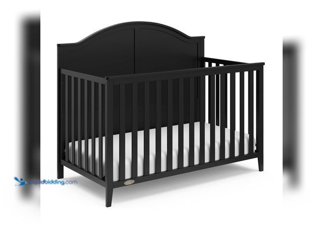 Lot 49-1536992 - Graco Wilfred 5-in-1 Convertible Crib (Black) – GREENGUARD Gold Certified, Converts to Toddler Bed a...