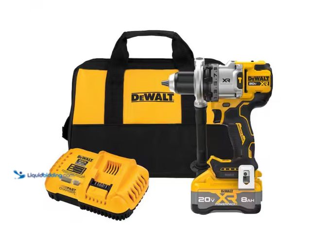Lot 49-3614374 - DEWALT 20V XR Lithium-Ion Cordless Hammer Drill Kit with 8.0 Ah Battery, Charger and Kit Bag, Model ...