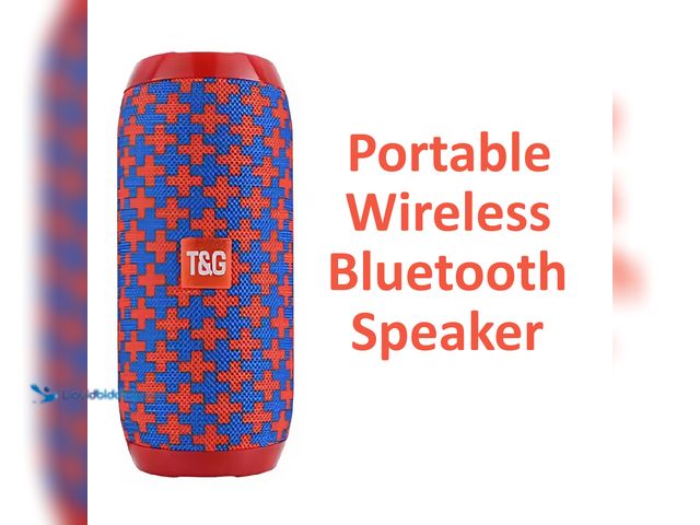 Lot 49-5434108 - T and G Waterproof Portable Wireless Bluetooth Speaker Blue/Red - NEW - Dual precision stereo driver...