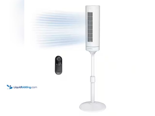Lot 49-2000253 - Lasko Rise 54 in. 8-Speed Adjustable Oscillating Pedestal Tower Fan in White with Quiet DC Motor, Ti...