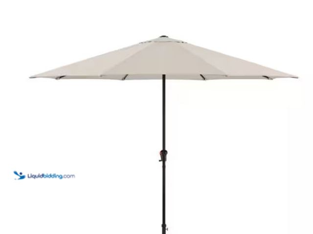Lot 49-1624492 - Hampton Bay 11 ft. Market Patio Umbrella in Putty Beige Model # UCM190032-PUTTY, Unused, Has Attachm...