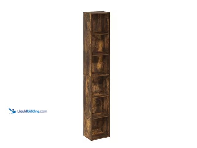 Lot 49-1566868 - Furinno Luder 70.87 in. Tall Amber Pine Wood 6-Shelf Standard Bookcase, Model # 24009AP, Unused  Ref...