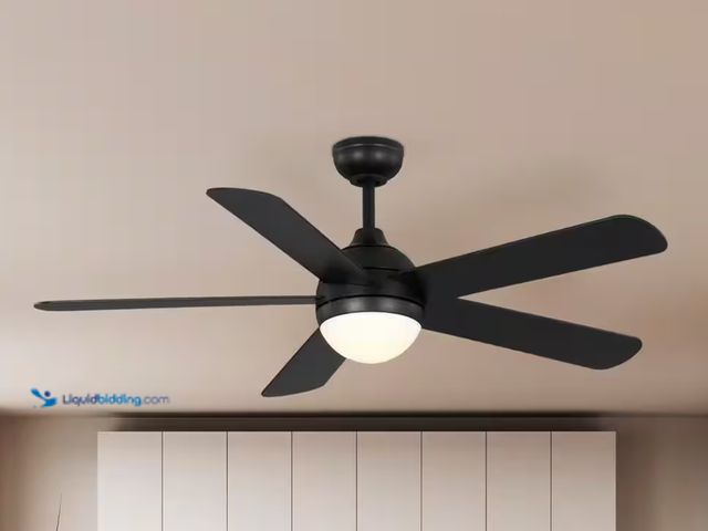Lot 49-1637949 - Morland 52 in. Smart Indoor/Covered Outdoor Matte Black Ceiling Fan with Remote and Integrated LED P...