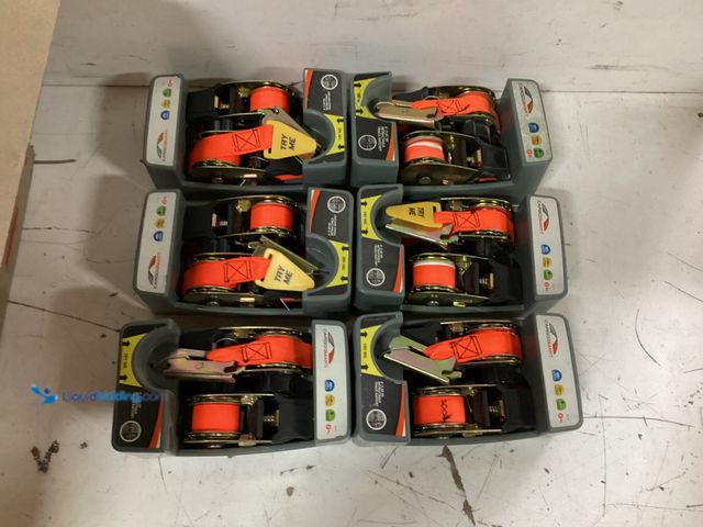 Lot 49-1631959 - Lot of (6) 2-Pack CargoSmart 6 ft. Orange Retractable Ratchet Tie Down Strap for E-Track and X-Track...