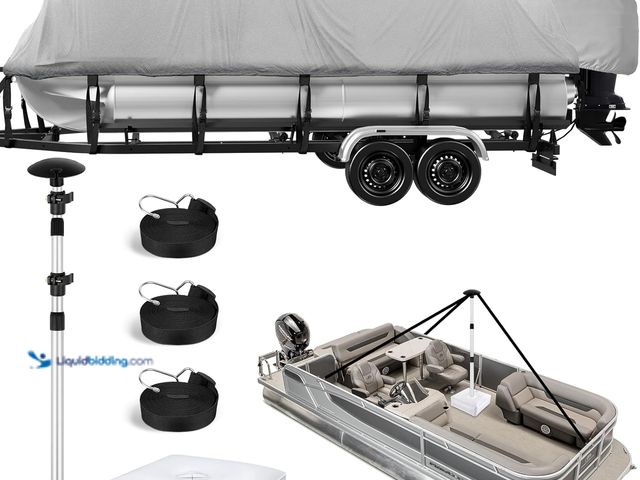 Lot 49-5406186 - Heavy Duty Pontoon Boat Cover 1200D Covers for Pontoon 21-24ft Waterproof Cubierta para pontón Trail...
